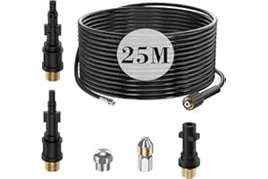OHAYORI 25M Manguera de Limpieza Tuberías para Karcher/LAVOR/Bosch Lavadora de Alta Presión, 180 Bar Desatascador Tuberías con G1/8" Boquillas rígidas + giratoria para Limpiador a Presión Accessoy