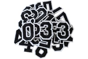 GUYI GYGYL 30 Pieces Iron on Numbers Patches, Black Number Patches, Numbers 0-9 Applique for Clothes, Dress, Hat, Socks, Jeans, DIY Accessories