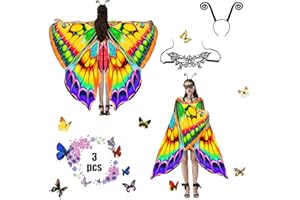 Jeackcelle Butterfly Costume Women's Halloween Costume Cape, Fairy Wings Fancy Dress Butterfly Wings Ladies Carnival Costume for Halloween Carnival Party Cosplay Dancing