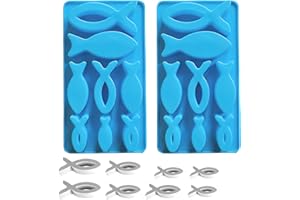 WOKICOR 2 Stück Silikonform Fische, 8 Gitter Fisch-Silikonformen für Schokolade, Formen Silikon Fischform, Silikonformen Epoxidharz, Silikon-Fischform zum Backen, Seife, Eiswürfel, Kuchen, Pudding, Dessert