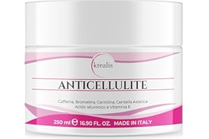 KREALIS Crema Anticellulite Forte, 250 ml Crema Corpo Rassodante PROFESSIONALE, Anticellulite Drenante Per Cosce E Glutei, Cellulite, Pancia E Fianchi, Made in Italy