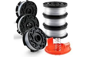 BAUBARE 8Pcs Strimmer Spool for Black and Decker, Strimmer Line for Black and Decker GH600 GH900, Af-100 String Trimmer Spool Replacement Spare Line Spools, 1.65mm Autofeed Line with Cover and Spring