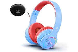 I LOVE E IFECCO IFECCO Cuffie Bluetooth Bambini con Microfono,Luci LED Dinosauro Ragazzi Wireless Cuffie con Borsa,Bambina Cuffie per iPad/Tablet/Smartphone/Scuola
