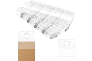 CHUENKK 600 stycken 45 x 40 mm eurohålshängare självhäftande, genomskinliga självhäftande påsar för upphängning, självhäftand