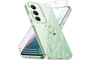 Handyhülle Kompatibel mit Xiaomi Redmi 15 4G/ 5G EU Version (Nicht für Global Version) mit 3 Stücke Schutzfolie, Weich TPU Anti-Fingerabdruck Hülle, Glitzer Absturzsicherung Schutzhülle Transparent