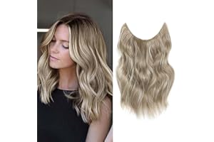 MS TAJ Ash Blonde Invisible Wire Hair Extensions with Adjustable Size 12inch One Piece hair extensions Clip in Hair Pieces for Women