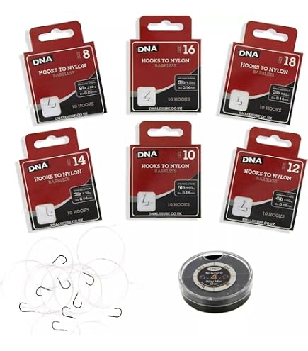 120 Coarse Barbless Hooks to Nylon-6 sizes carp/coarse fishing Sports & Outdoors