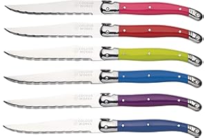 Colourworks Coltelli da Carne, Coltelli da Bistecca Seghettati, Set da 6 Pezzi, Multicolore
