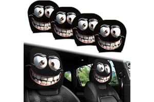 Bukbas 4PCS Funny Cartoon Eyes Car Headgear Halloween Car Decorations, Washable Universal Car Seat Head Rest Protector for Auto Front Seat Rest Decoration, Universal Interior Car Accessories