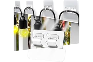 HomeMount Outdoor String Light Hooks - 16Pcs Large Nano Adhesive Wall Hooks for Hanging Lights, Ideal for Patio, Fence, House, Christmas, Halloween Decorations (2.15 x 2.15 inch Adhesive Area) (16)