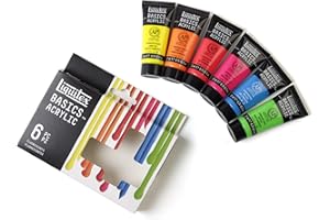 Liquitex 3699400 Basics - Pittura acrilica, Pigmenti per artisti monopigmentati, Resistente alla luce, durevole nel tempo, Finitura satinata, Set di colori 6 Tubetti da 22 ml