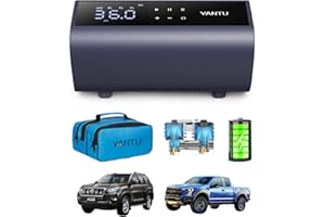 LAMONKE YANTU Cordless Tyre Inflator Portable Air Compressor For Car Tyres,12V Tyre Pump Battery Powered, Dual Cylinder 2X Inflation, Air Pump with 8.3Inch Digital Large Screen for Off-road/SUV/Pickup(BLUE)