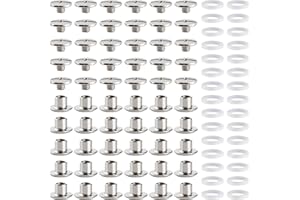 YIXISI 30 Set M5x4mm Chicago Vis Assortiment Kit, Rivets pour Cuir Cruciforme, Vis de Reliure, pour DIY, Décoration de Cuir, Réparation de Reliure, Argent