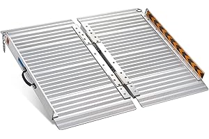 ‎GARDHOM Rollstuhlrampe Klappbar, gardhom Rollstuhlrampe für Treppen 61cm, 362kg LadekapazitäT Anti-Rutsch, Extrabreit 72cm Schwellenrampe füR Heimtreppen Treppen TüRen