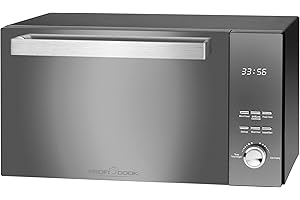 PROFI COOK ProfiCook PC-MWG 1204 - Forno a microonde con grill, 23 litri, 800 Watt di potenza del microonde, 1000 Watt, porta verticale a doppio vetro con manico in acciaio inox di alta qualità