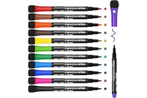 Yolistar 12 Pennarelli per Lavagna Bianca Cancellabile a Magnetica,Whiteboard Markers,Dry Erase Marker Punta Fine,con Cancellino in Spugna per Bambini,Insegnanti,per Lavoro in Aula su Lavagna Bianca