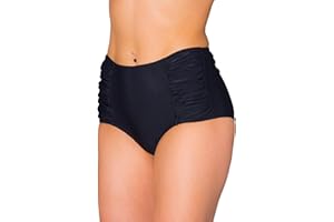 Aquarti Bragas de Bikini Mujer Talle Alto con Fruncidos – Braga Mujer Clásica de Baño