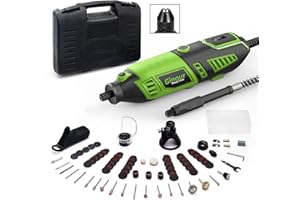 Mini Amoladora 170W, Ginour Herramienta Rotativa Multifuncional, 8000-35000 RPM, 7 Velocidad Variable, 119 Accesorios, Multiherramienta Rotativa Eléctrica para DIY - Cortar/Lijar/Grabar/Limpiar/Pulir