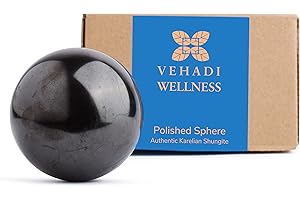 VEHADI WELLNESS Sphère de Shungite, 7 cm, Pierre Naturelle, Cristaux et Pierre Précieuses, Reiki, Cadeau Homme, Cadeau Femme, Décoration Maison, Cadeaux de Reiki, Cristaux de Chakra, Shungite Authentique de Carélie