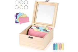 ALLOMN Rezeptbox aus Holz mit Karten, Rezeptorganisationsboxen aus Holz, leere Rezeptboxen mit 300 Stück, 3 x 5 Karten, Küchenrezepte, Kartenbox-Set für Mutter, Ehefrau, Kochen, Hochzeit, Jahrestag