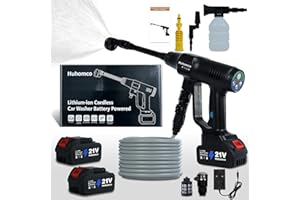 Huhomco Cordless Pressure Washer Brushless, 100Bar Portable Power Washer with 2x 4.0Ah Batteries, Charger & 6-in-1 Nozzle, Ideal for Car, Bike, Patio and Garden Cleaning