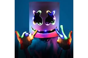 Hereneer DJ LED-Maske, Musikfestival Leuchten Maske, Karneval LED Maskemit 3 Blitzmodi, DJ Maske mit LED Handschuhe für Kinder und Erwachsene Karneval, Karneval Party Cosplay Kostüm