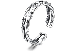 MILACOLATO Bague Argent 925 Pour Femme Filles Réglable, Ouvert Vintage Argent Noeud Celtique/Feuille CZ/Carré Vitré Noir/Double Twisted Statement Bague Bijoux Avec Boîte Cadeau