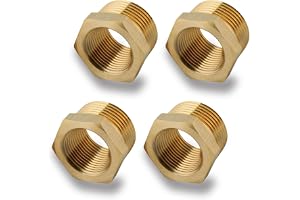 4 stycken mässing reducerare 1/2 till 1/4 tums adapter (AG Ø 20 mm x IG Ø 12 mm), AG/IG reducering, yttre gänga på inre gänga