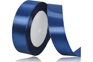 XMASOLDECOR Dunkelblau Satinband 25mm x 22Meters Schleifenband Dunkelblau Geschenkband Dekoband Stoffband für Geschenk, Basteln, Nähprojekte, Haarschleifen, Brautstrauß, Hochzeits Dekoration