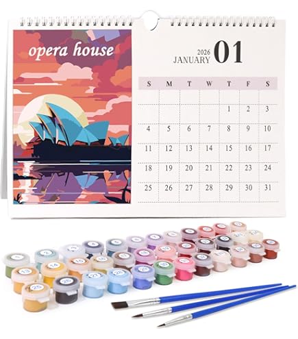 Malen Nach Zahlen Kalender 2026 - Tischkalender Mit Landschaftsmalerei