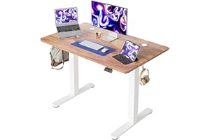 ‎CUBIKER Cubiker 100 x 60 cm Schreibtisch Höhenverstellbar Elektrisch, Stehpult T-Beine aus Stahl mit Funktions-Memory-Steuerung, Anti-kollisions System, Hellbraun Tischplatte