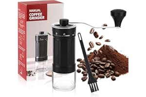 LEDEBOUK Molino de Café Manual Externo y Ajustable, Molinillo Cafe Manual, Coffee Grinder con Mecanismo de Cerámica de Alta Precisión Con Cepillo de Limpieza, para Aeropress, pour Over y cafeteras Moka