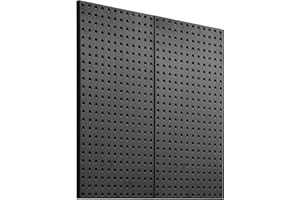 VEVOR Metal Pegboard Panels, 24" x 12" Pegboard, 2 Panels, Heavy Duty Steel Peg Board Wall Organizer, for Living Room Garage Tool Storage Workbench Office Organization Craft Room Kitchen Home, Black