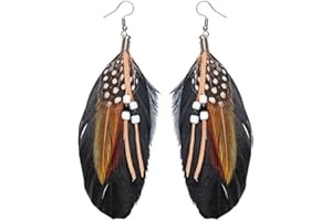 W WIDMANN MILANO Party Fashion 05933 - Federohrringe mit Perlen, Schmuck, Steampunk, Indianerin, Karneval, Mottoparty