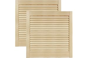 DecoMeister Puerta de Lamas Tipo Persiana de Lumbrera de Celosía de Madera Maciza de Pino Para Armarios Frente de Mueble con Listones Abiertos de Dimensiones 594x606 mm Juego de Dos Piezas