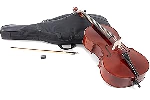 GEWA PS403212 Cello Set HW Hardwood 3/4 Ready to Play with Fine Tuning String Holder, Spike, Bow, Rosin, Bag