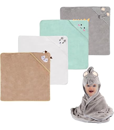 Serviette De Bain Bébé Avec Capuche - 3 Pièces En Polaire Corail, 80x80 Cm, Ultra-douces Et Absorbantes