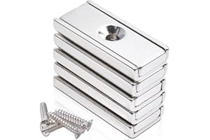 SWIHORAB 5 pezzi 30x13,5x5mm Magneti al neodimio Extra forti, Magneti Forti Grandi Magneti avvitabili Magneti rettangolari Magneti con foro Chiusura magnetica Magnete a testa svasata