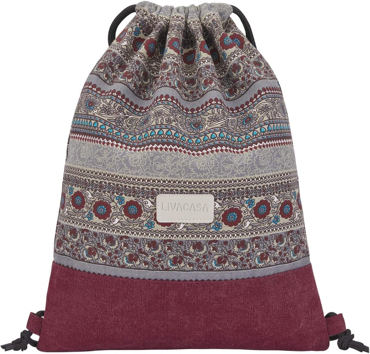 LIVACASA Mochilas de Cuerdas Unisex Casual Mochilas Cordón Impermeable Gimnasio Deporte Ligero Gym Bag