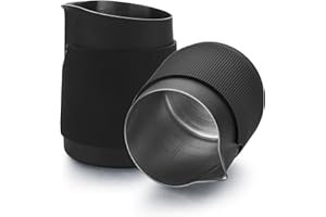 Normcore Jarra de Leche de Acero Inoxidable Compacta Sin Mango - Para Barista, Capuchino y Latte Art - Boquilla Afilada (450 ml, Negro)