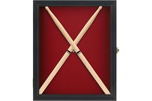 DISPLAYGIFTS Drum Stick Display Case Shadow Box Wall Cabinet, with Door. CD22 (Black)