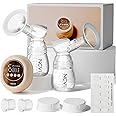NCVI Electric Breast Pump 8128, Double Breast Milk Pump 4 Modes 9 Levels, Rechargeable Breastfeeding Pump with LED Display, Anti-Backflow, 21/24mm Flanges