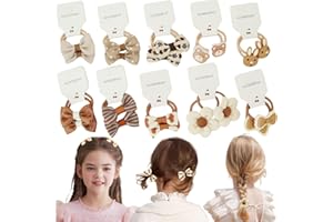 KAQILE 20 elastici per capelli colorati, elastici per capelli, con fiocco non metallico, accessori per capelli per bambine (marrone)
