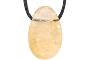 Lebensquelle Plus Citrin Tropfenanhänger | Gebohrter Trommelstein Tropfen Anhänger mit Baumwollband | Hochwertiger Edelsteinanhänger