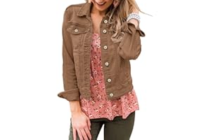 Roskiky Denim Jackets Women Jean Stretchy Long Sleeve Trucker Jacket with Pocket UK