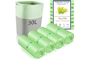 RAYITO 80 x 30 Litre Bin Bags, 8Gallon/30L Food Waste Bags 4 Roll Caddy Bin Liners for Kitchen Office Bathroom(60x65cm)