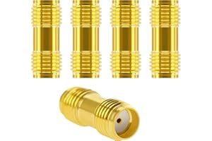 5 PCS SMA Female to SMA Female Connector, KUOQIY RF Coaxial Adapter Connector, for Antenna Radio (Gold Plated)