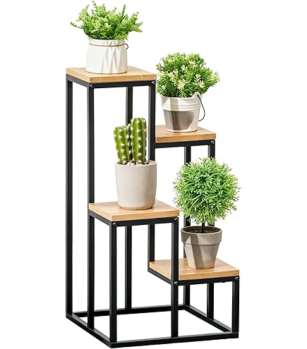 Escalier à Fleurs Métal Noir Carré 435 Escalier à Plantes