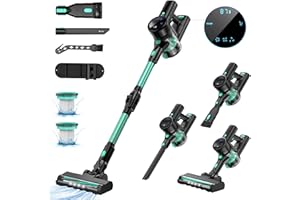 Sanfnz 45000Pa/550W/65Min Staubsauger Kabellos, 1.5L Akku Staubsauger Super Leise, Akkustaubsauger mit LED Display/Zusätzlich 2*HEPA, Stabstaubsauger für Hartböden Teppiche Tierhaare