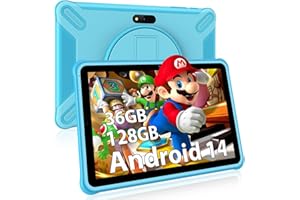 FASTWD Tablet bambini 10 pollici Andorid 14 Tablet educativo,36GB RAM 128 GB ROM (espandibile con SD),WiFi 5G,BT 5.0, 5MP+2MP,controllo genitori, schermo HD IPS,(Blu)